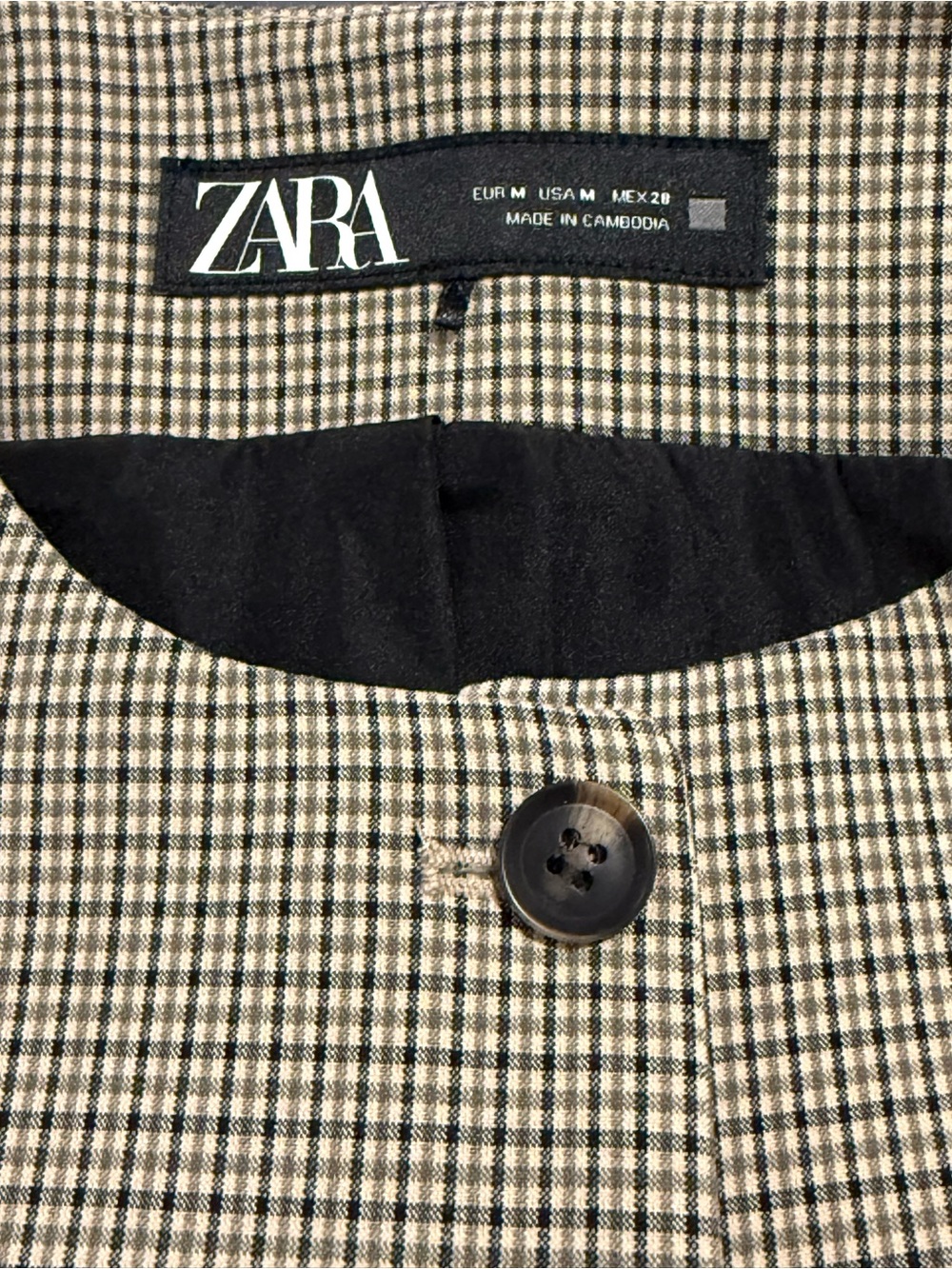 Zara High-Waist Wide-Leg Plaid Trousers and Top Set in Beige Small and Medium - Picture 10 of 10